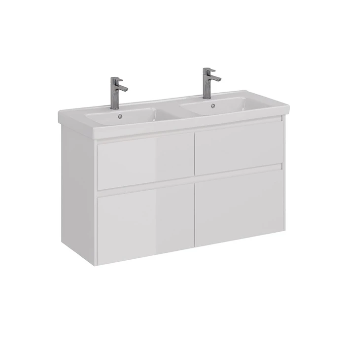 Тумба Lemark COMBI 125 см под 2 раковины, подвесная/напольная,4 ящика, цвет корпуса, фасада: Белый г LM03C125T