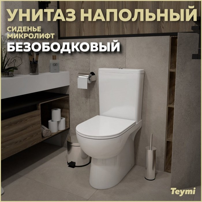 Унитаз напольный безободковый с быстросъемным сиденьем микролифт Teymi Aina T40205 1209663 - фото 91767