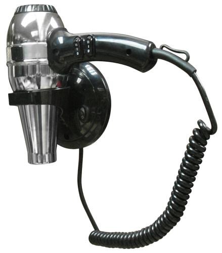 Фен HOTELline настенный с антивандальной защитой 1800 W черный/металлик, шт 02057.B - фото 94920