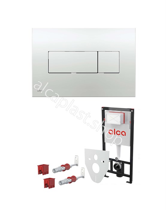 Alcaplast  Комплект Alcaplast Set 3v1 для установки унитаза панель смыва хром  AM101/1120-3:1 RU M371-0001 AM101/1120-3:1 RU M371-0001 - фото 97552
