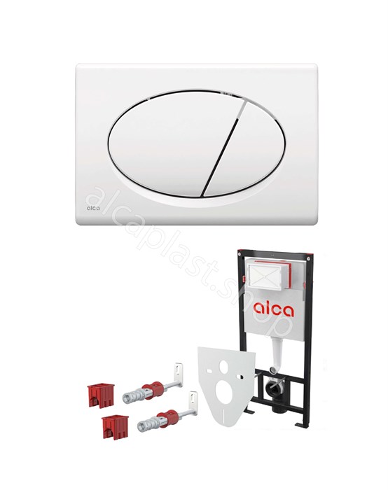 Alcaplast  Set инсталляции с белой кнопкой панель смыва белая  AM101/1120-3:1 RU M70-0001 AM101/1120-3:1 RU M70-0001 - фото 97559