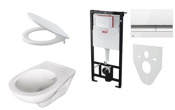 Alcaplast  Комплект 6 v 1 с WC ALCA RIMFLOW и панелью смыва M1720-1  Сет 6 v 1 с WC ALCA RIMFLOW+ M1720-1 Сет 6 v 1 с WC ALCA RIMFLOW+ M1720-1 - фото 97567