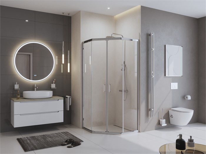 Душевой уголок BelBagno UNO-195-P-2-90-C-Cr UNO-195-P-2-90-C-Cr - фото 98154