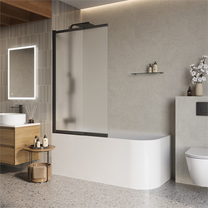 LUCE-VF-11-90/145-P-NERO Душевая шторка на ванну LUCE-VF-11-90/145-P-NERO - фото 98304