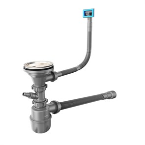Сифон бутылочный IDDIS Optima Home 3.1/2x40мм, с выпуском, гофротрубой, отводом и переливом (900CVG1P10VD) 900CVG1P10VD