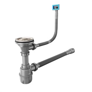 Сифон бутылочный IDDIS Optima Home 3.1/2x40мм, с выпуском, гофротрубой и переливом (900CVG0P10VD) 900CVG0P10VD