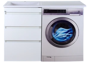 {{photo.Alt || photo.Description || 'Фостер - 55 Тумба напольная 3 ящ. под стиральную машину, белая + раковина левая'}}