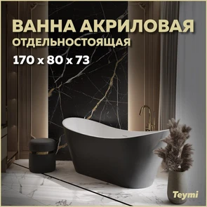 {{photo.Alt || photo.Description || 'Ванна акриловая 170x80 отдельностоящая Teymi Ellie чёрная матовая T130118'}}