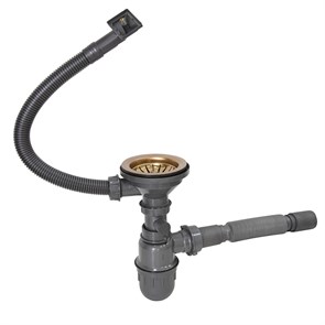 Сифон MIXLINE 3 1/2*40  с прямоуг. переливом, с гофрой 40*40  PRO БРОНЗА (551690) 551690