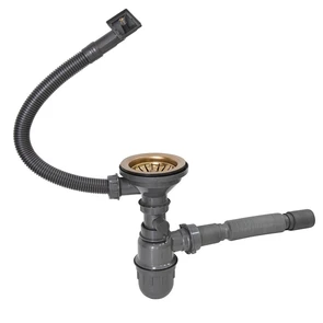 Сифон MIXLINE 3 1/2*40  с прямоуг. переливом, с гофрой 40*40  PRO БРОНЗА (551690) 551690