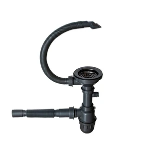 Сифон MIXLINE 3 1/2*40  с прямоуг. переливом, с гофрой 40*40  PRO ЧЕРНЫЙ ГРАФИТ (551692) 551692