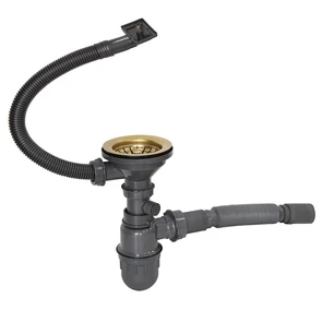 Сифон MIXLINE 3 1/2*40  с прямоуг. переливом, с гофрой 40*40  PRO ЗОЛОТО (551691) 551691