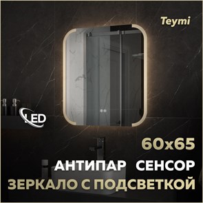 {{photo.Alt || photo.Description || 'Зеркало настенное с подсветкой в ванную Teymi Solli Luxor 600х650 LED сенсор антипар T20401'}}