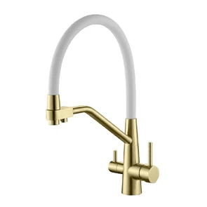 {{photo.Alt || photo.Description || 'Смеситель Splenka S71.62.03 для кухни с подключением к фильтру съёмный гибкий излив с держателем, сатин золотой'}}