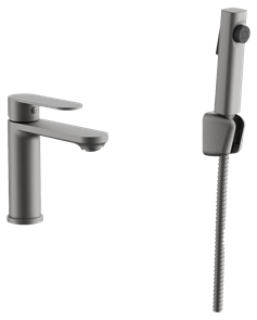 {{photo.Alt || photo.Description || 'Смеситель для раковины BELZ с гигиенической лейкой оружейная сталь (B12713-3)'}}