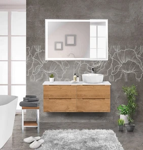 {{photo.Alt || photo.Description || 'Тумбы со столешницей подвесная BelBagno ETNA 120 Rovere Nature, раковина справа'}}
