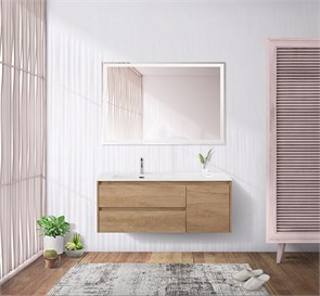 {{photo.Alt || photo.Description || 'Тумба с раковиной подвесная с двумя ящиками и одной дверцей BelBagno KRAFT 120 Rovere Nebrasca Nature левая, раковина белая'}}