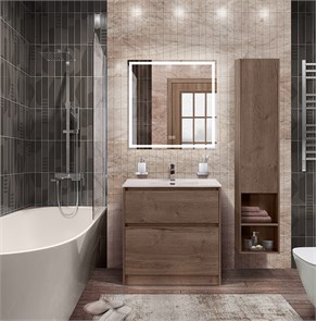 {{photo.Alt || photo.Description || 'Тумба с керамической раковиной напольная BelBagno KRAFT 80 Rovere Tabacco, раковина BB800ETL белая'}}