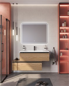 {{photo.Alt || photo.Description || 'Тумба с раковиной подвесная с нижней тумбой CEZARES SLIDER 100 Дуб Тангент, раковина белая'}}