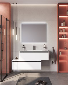 {{photo.Alt || photo.Description || 'Тумба с раковиной подвесная с нижней тумбой CEZARES SLIDER 100 Bianco Opaco, раковина белая'}}