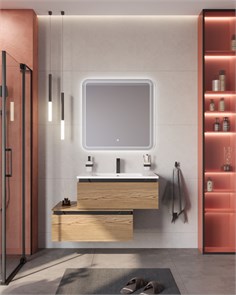 {{photo.Alt || photo.Description || 'Тумба с раковиной подвесная с нижней тумбой CEZARES SLIDER 80 Дуб Тангент, раковина белая'}}