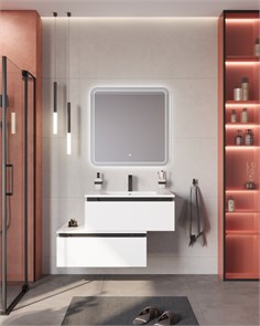 {{photo.Alt || photo.Description || 'Тумба с раковиной подвесная с нижней тумбой CEZARES SLIDER 80 Bianco Opaco, раковина белая'}}