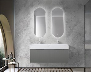 {{photo.Alt || photo.Description || 'Тумба с раковиной подвесная  двумя выдвижными ящиками и двойным внутренним ящиком CEZARES PREMIUM 120 Plisse Grigio nuvola, раковина белая'}}