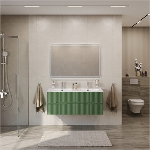 {{photo.Alt || photo.Description || 'Тумба с раковиной подвесная с четырьмя ящиками CEZARES DUET-N 120 Фисташковый Софт, раковина белая с двумя чашами CZR-8095-120-2'}}