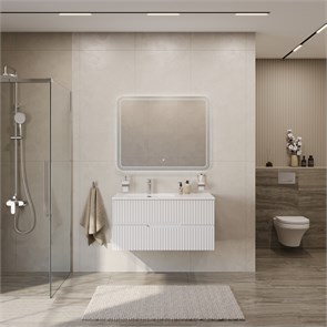 {{photo.Alt || photo.Description || 'Тумба с раковиной подвесная с двумя ящиками, левосторонняя CEZARES DUET-N 100 Bianco Lucido, раковина белая CZR-8095-100-L'}}