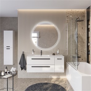 {{photo.Alt || photo.Description || 'Тумба с раковиной подвесная с двумя ящиками и одной дверцей, левосторонняя CEZARES ECO-CER-N 120 Bianco Lucido, раковина белая CZR-8095-120-L'}}