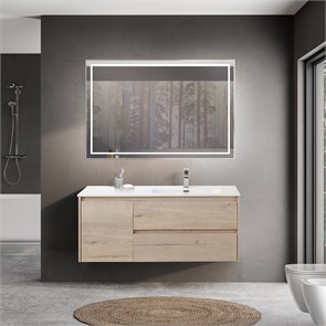 {{photo.Alt || photo.Description || 'Тумба с раковиной подвесная с двумя ящиками и одной дверцей BelBagno KRAFT 120 Rovere Galifax Bianco правая, раковина белая'}}