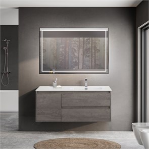 {{photo.Alt || photo.Description || 'Тумба с раковиной подвесная с двумя ящиками и одной дверцей BelBagno KRAFT 120 Cemento Grigio правая, раковина белая'}}