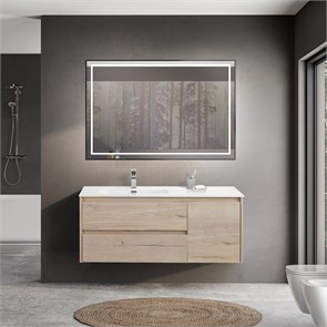 {{photo.Alt || photo.Description || 'Тумба с раковиной подвесная с двумя ящиками и одной дверцей BelBagno KRAFT 120 Rovere Galifax Bianco левая, раковина белая'}}