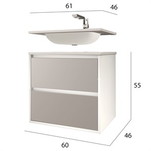 Тумба с раковиной подвесная CEZARES GLASS 60 Bianco Lucido 200909