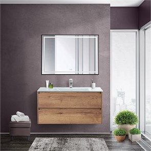 {{photo.Alt || photo.Description || 'Тумба со стеклянной раковиной подвесная BelBagno KRAFT 90 Rovere Tabacco, раковина белая'}}