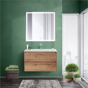 {{photo.Alt || photo.Description || 'Тумба со стеклянной раковиной подвесная BelBagno KRAFT 80 Rovere Tabacco, раковина белая'}}