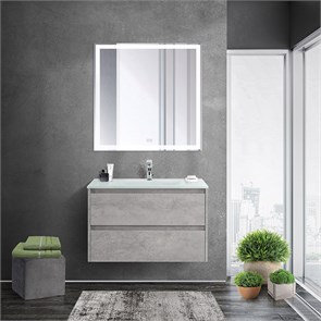 {{photo.Alt || photo.Description || 'Тумба со стеклянной раковиной подвесная BelBagno KRAFT 80 Cemento Grigio, раковина белая'}}
