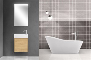 {{photo.Alt || photo.Description || 'Тумба с раковиной подвесная BelBagno KRAFT MINI 50 Rovere Nebrasca Nature правосторонняя, раковина белая'}}