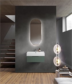 {{photo.Alt || photo.Description || 'Тумба с раковиной подвесная и одним выдвижным ящиком CEZARES PREMIUM 70 Plisse Verde opaco, раковина белая'}}