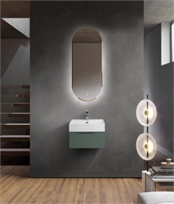 {{photo.Alt || photo.Description || 'Тумба с раковиной подвесная и одним выдвижным ящиком CEZARES PREMIUM 50 Plisse Verde opaco, раковина белая'}}