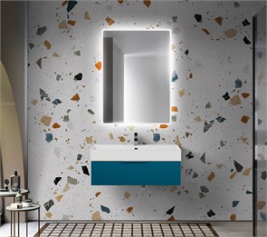 {{photo.Alt || photo.Description || 'Тумба с раковиной подвесная и одним выдвижным ящиком CEZARES PREMIUM 90 Plisse Blu petrolio, раковина белая'}}