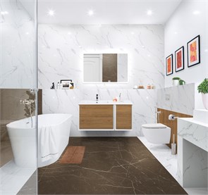 {{photo.Alt || photo.Description || 'Тумба с раковиной подвесная CEZARES BELLAGIO 106 Rovere Tabacco, левостороняя'}}