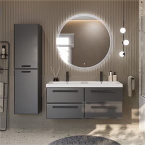 {{photo.Alt || photo.Description || 'Тумба с двойной раковиной и четырьмя  ящиками  подвесная CEZARES ECO 120 Grafito, раковина белая'}}