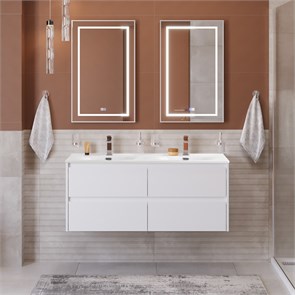 {{photo.Alt || photo.Description || 'Тумба с четырьмя ящиками и раковиной на две чаши подвесная BelBagno KRAFT 120 Bianco Opaco, раковина BB-8099-120-2'}}