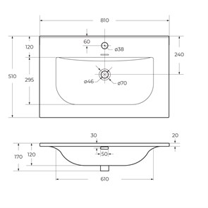 Тумба с раковиной подвесная CEZARES MOLVENO 80 Legno Bianco, раковина белая 205928