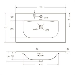 Тумба с раковиной подвесная CEZARES MOLVENO 90 Legno Bianco, раковина белая 205925