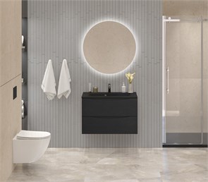 {{photo.Alt || photo.Description || 'Тумба с раковиной подвесная BelBagno MARINO 80 Rovere Cioccolato Amaro, раковина чёрная BB800/450-LV-ART-PR-NERO'}}