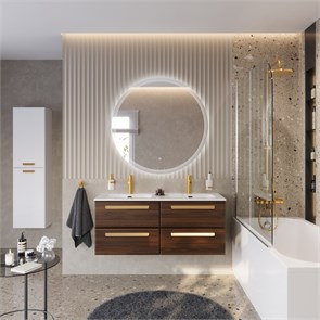 {{photo.Alt || photo.Description || 'Тумба с раковиной подвесная с четырьмя ящиками CEZARES ECO-CER-N 120 Орех шоколад Софт, раковина белая с двумя чашами CZR-8073-120-2'}}