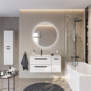 {{photo.Alt || photo.Description || 'Тумба с раковиной подвесная с двумя ящиками и одной дверцей, левосторонняя CEZARES ECO-CER-N 100 Bianco Lucido, раковина белая CZR-8095-100-L'}}