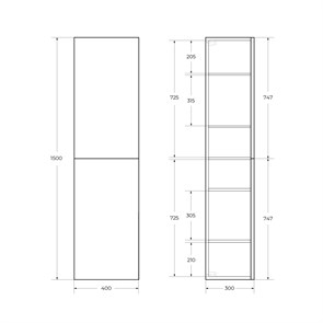 Шкаф подвесной BelBagno DUE-1500-2A-SC-RN-P Rovere Nature 0620125161